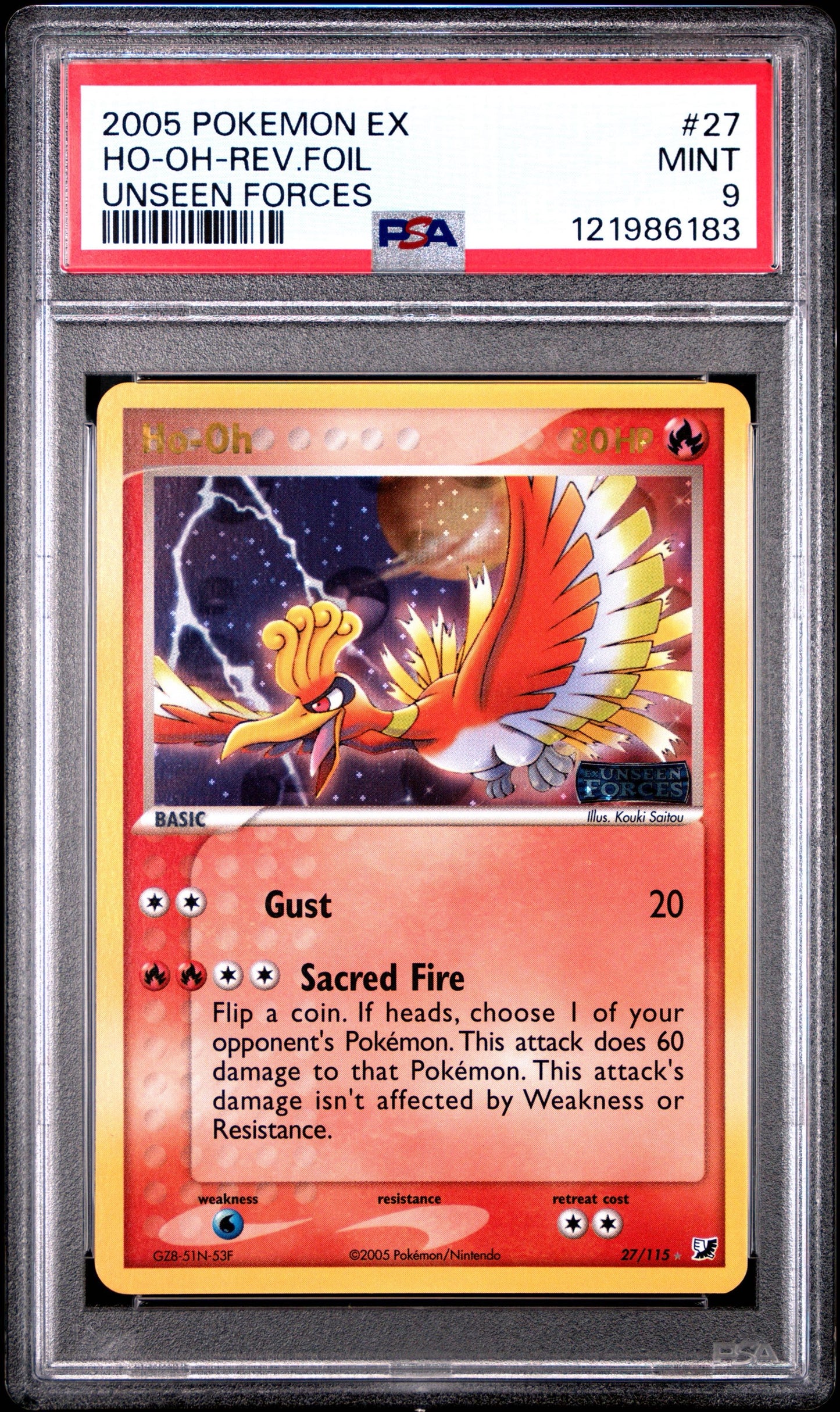HO-OH Reverse Holo 27/115 PSA 9 (Stamped) Low Pop 141